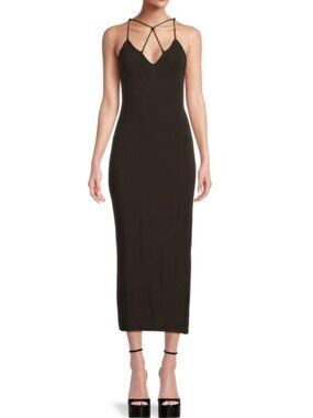 FRAME Women’s Knot Detail Slit Sheath Midi Dress XL